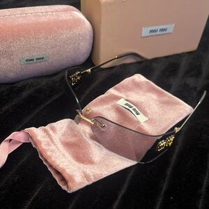 Miu Miu Rose-Tinted Sunglasses with Gold Details